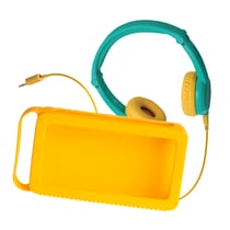 Lunii - Pack accessoires pour Ma Fabrique à Histoires - Casque audio Vert et Coque de protection Jaune