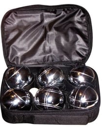 Sacoche de 6 boules de pétanque chromées - jeu d'adresse - plein air