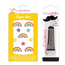 Décors sucrés arc-en-ciel + Stylo de glaçage noir