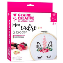 Graine Créative - Kit Canevas sur Tambour à Broder Licorne Ø 15,5 cm