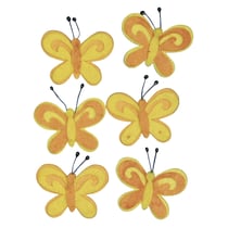 Papillon en feutrine, orange, 5 cm, 6 pces