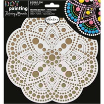 Pochoir - Pour dot painting - Mandala - 20cm - Forme en bois + support - Aladine