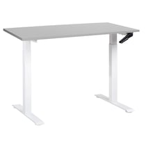 Bureau Réglable Manuellement Plateau Gris et Structure Acier 120 x 72 cm Hauteur Ajustable Assis Debout Pieds Carrés Design Moderne