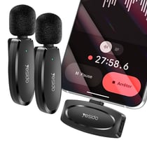 Yesido Double Micro Sans Fil USB-C avec Réduction Bruit IA Autonomie 7h Portée 20 m Noir