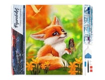 Diamond Painting Broderie Diamant Figured’Art 40x50cm toile entière roulée avec diamants carrés - Petit Renard et Papillon