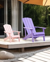 Chaise de Jardin pour Enfants Rose Clair en Plastique Effet Bois Pour Terrasse Patio Style Moderne