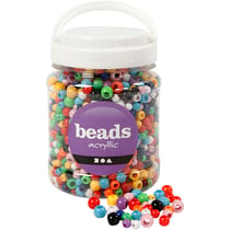 Perles Pony, d 6-10 mm, diamètre intérieur 3-5 mm, ass. de couleurs, 430 gr, 700 ml/ 1 boîte