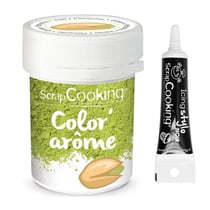 Colorant alimentaire vert arôme pistache 10 g + Stylo glaçage noir