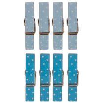 16 mini pinces à linge aimantées bleues 3,5 cm