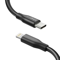 LinQ Câble Lightning vers USB-C PD 35W 4A Rangement Aimanté Auto-Enroulant 1.2m Noir