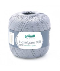 HAKELGARN 100 fil coton à crocheter - Grundl - certifié Oeko-Tex 137 Gris