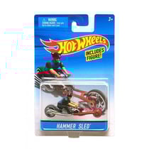 Motorcycle hammer sled - hot wheels - moto noir - miniature avec figurine - mattel - x2076
