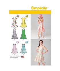 Patron Simplicity 1456 (7785) - Robe fille avec choix de corsages et chapeau taille n°FR 3-6