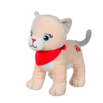 Peluche - Peluche chien Fun Kitties Sonore, beige foulard rouge - 17 cm