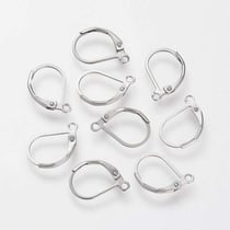 20 Crochets boules d'oreilles DORMEUSES argentés en Acier Inoxydable 304 - 16 x 10 mm