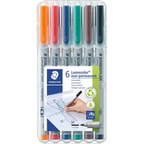 6 feutres - Non permanent - Effaçable à sec - Pointe moyenne - Tableau blanc - Lumocolor - Staedtler