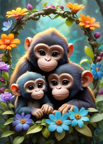Puzzle 300 pièces - Cute Monkeys - Bluebird Puzzle