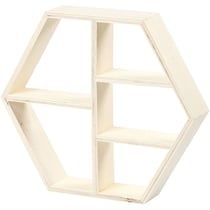 Etagère hexagone en bois - 25 x 28,5 cm