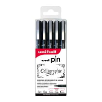 Feutres - Dessin - Calligraphie - Noir - 5 pointes différentes - Uni Pin - Uni-Ball