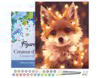 Peinture par Numéro Figured'Art avec Cadre - Petit renard et guirlande éclairée - Kit de Loisir Créatif DIY Numéro d'Art Complet - 40x50cm toile tendue sur châssis