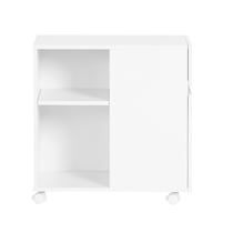 SoBuy ASK05-W Caisson de Bureau Support Imprimante Roulant Organiseur Bureau Mobile Caisson avec Tiroirs et Compartiments, Meuble de Rangement Bureau