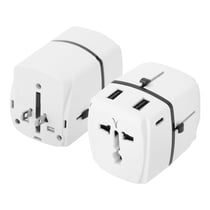 Akashi Adaptateur de Voyage USA Europe UK Australie 2x USB 2x USB C 20W Blanc