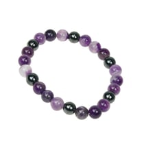 Bracelet Améthyste et Hématite Perles rondes 8 mm - Omsaé
