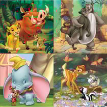4 puzzles progressifs - roi lion - dumbo - bambi - livre de la jungle 12 - 16 - 20 - 25 pièces - educa - 18104