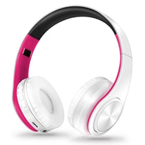 Casque Audio Bluetooth Sans Fil Pliable Avec Carte TF Vert Longue Autonomie Rose 2 YONIS