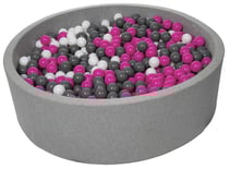 Piscine à balles pour enfant, diamètre env.125 cm + 1200 balles blanc, rose, gris