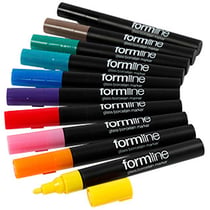 Feutres Formline pour verre/porcelaine, trait 2-4 mm, ass. de couleurs, 10 pièces/ 1 Pq.