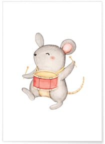 Affiche Enfant Souris Tambour | A3 : 29,7x42cm