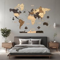 Carte du Monde en Bois CREATIFWOOD 2D Multicolor L (150 x 105 cm) - Décoration Murale