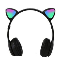 Casque Audio Sans Fil LED Oreilles De Chat Rose Pour Gaming Confort HiFi Noir YONIS