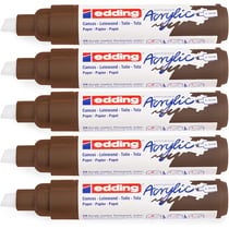 Lot de 5 marqueurs acryliques permanents pointe biseautée 5-10 mm - EDDING - Marron chocolat