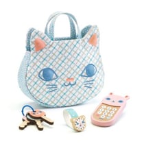 Sac à main Petit chat avec accessoires en bois