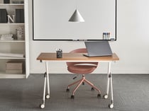 Bureau Pliant Marron et Blanc Structure en Métal Rectangulaire à Roulettes Mobile 120 x 60 cm Style Moderne