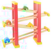 Beeboo - toboggan a billes en bois - circuit en bois avec 4 formes - jouet 1er age