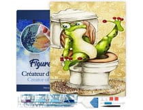 Diamond Painting Broderie Diamant Figured’Art 40x50cm toile tendue sur châssis en bois - diamants carrés - La Grenouille aux Toilettes
