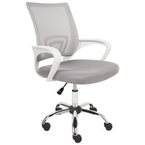Chaise de Bureau Gris en Tissu Siège Pivotant et Réglable avec Dossier pour Ordinateur Bureau