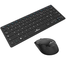Pack Clavier & Souris sans Fil Compact - Wireless avec Smart Dongle 2.4Ghz - Design Ultra Slim - Ergonomique - Compatible sur Windows - AZERTY Noir