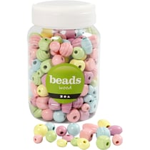 Perles en bois colorées - 10 à 15 mm - 175 gr