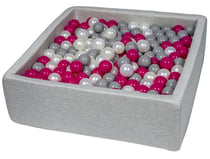 Piscine à balles pour enfant, 90x90 cm, Aire de jeu + 450 balles perle, rose, gris - Velinda