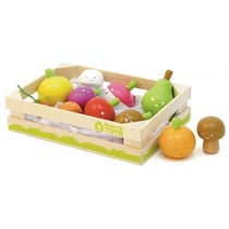 Cagette de 12 fruits et legumes en bois - house of toys - 770872 - marche
