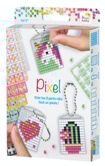 Kit créatif Pixel Girly 3 porte-clés avec livret 38 modèles