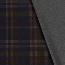 Tissu Jersey Milano peau de pêche motif Tartan sur fond Bleu marine