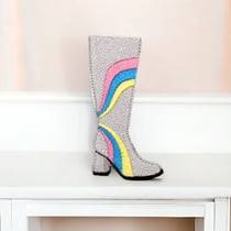 Patch thermocollant bottes 70s – broderie rétro 7,5 cm