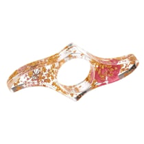 Bague de lecture en résine motif chien-floral rose et doré