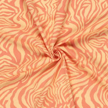 Tissu Coton extensible Psyché Pop jaune pâle sur fond Orange