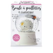 BOULE A NEIGE VERRE 80CM SOCLE + PAILLETTES INCLUSES